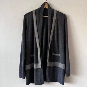 J. McLaughlin 100% Merino Wool Open Front Long Cardigan Gray size large